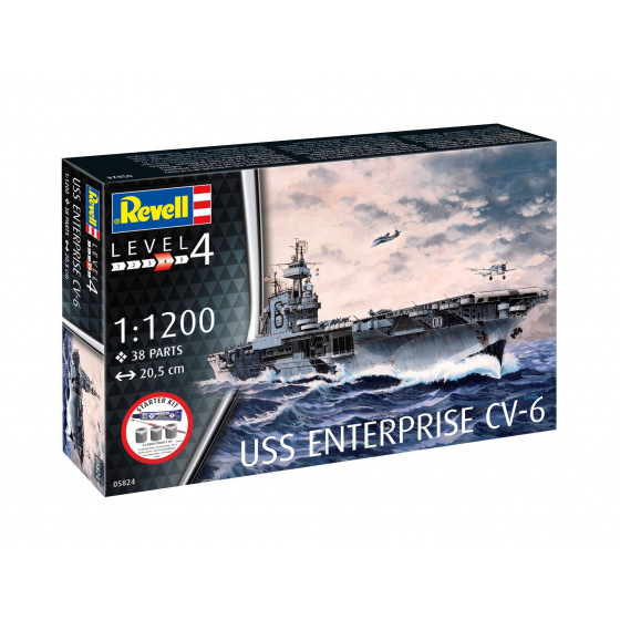 Revell Starter Kit loď 75824 - USS Enterprise CV-6 (1:1200)