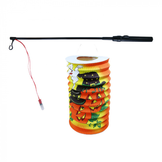 Rappa Kürbis-Lampion Halloween 15 cm mit leuchtendem Stab 39 cm