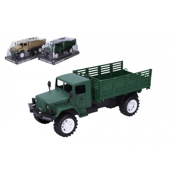 Wiky Auto vojenské nákladní plast 27cm na setrvačník 2 barvy v blistru 14x32x13cm