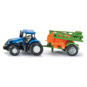 SIKU 1668 Super - Traktor s přívěsem na rozprašování hnojiva