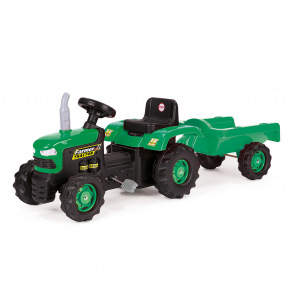 DOLU Dětský traktor šlapací s vlečkou, zelený