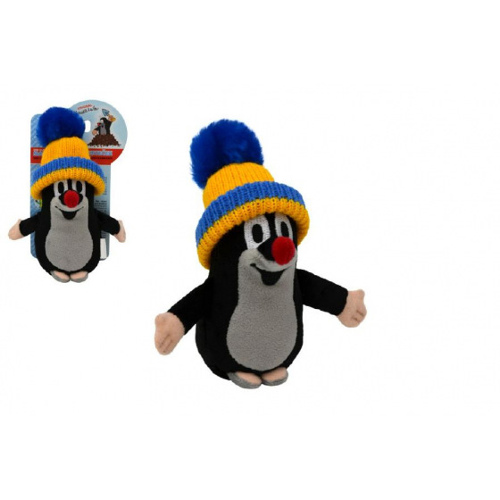 Moravská Ústředna 49906 Krtek s kulichem modro-žlutým plyš 15cm  na kartě