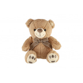 Teddies Medvěd sedící s mašlí plyš 27cm hnědý v sáčku 0+