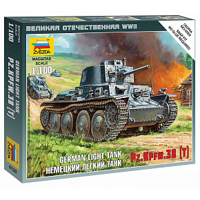Zvezda Wargames (WWII) Panzer 6130 - Deutscher Leichter Panzer PZ.KPFW.38 (T) (1:100)