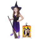 Rappa Dětský kostým fialový s kloboukem čarodějnice/Halloween (M)
