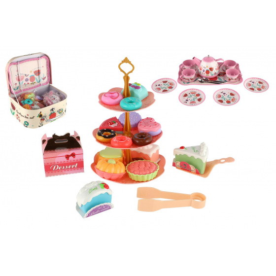 Teddies Teeservice aus Blech mit Zubehör im Koffer 25x18x10,5cm im Beutel