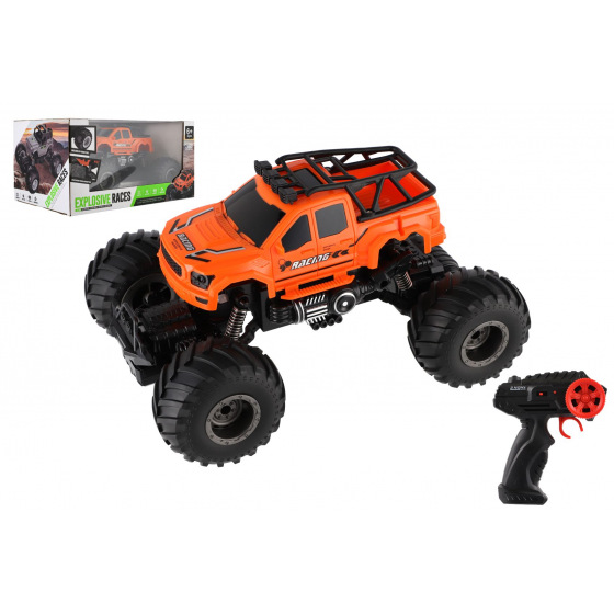 Teddies Auto RC Pick-up Offroad Geländewagen Kunststoff 23cm 2,4GHZ mit Licht orange in Box. 30x15x19cm