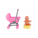 Teddies Miminko/panenka kloubová 12cm v kočárku 10x14x18cm plast s doplňky v sáčku