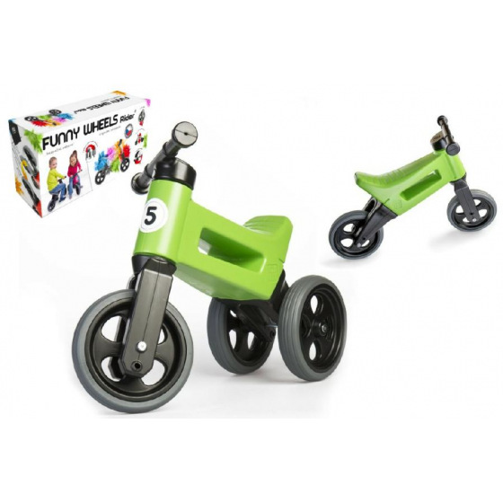 Funny Wheels Teddies Laufrad FUNNY WHEELS Rider Sport grün 2in1, Sitzhöhe 28/30cm, Tragfähigkeit 25kg, 18m+ in der Box