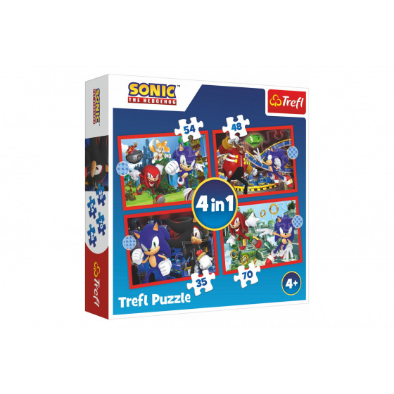 Trefl Puzzle 4v1 Sonic/Sonic The Hedgehog 28,5x20,5cm v krabici 28x28x6cm