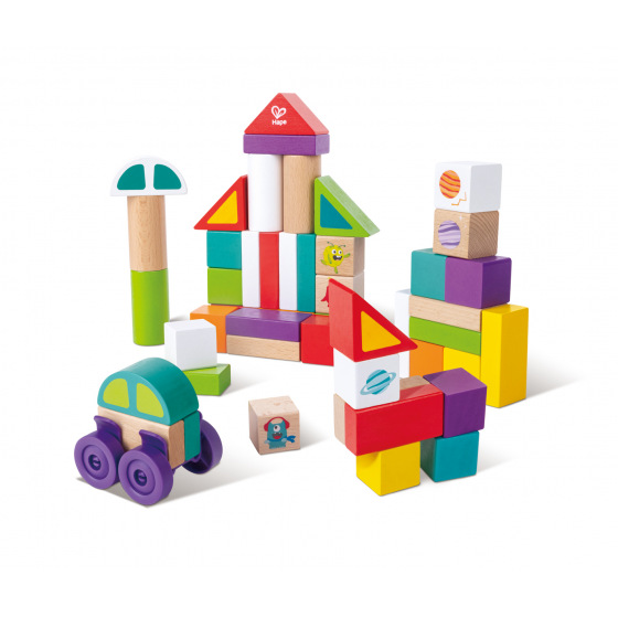 Hape Dřevěné kostky - Příšerky z vesmíru