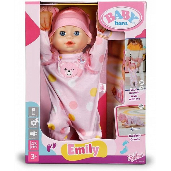 Zapf BABY born Emily se učí chodit, 43 cm