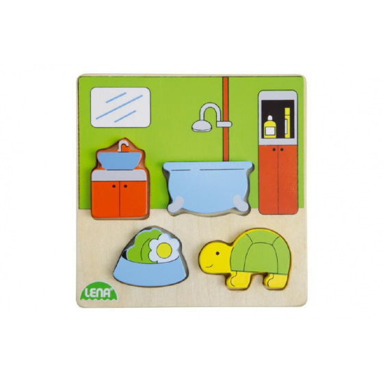 Lena Vkládačka/Puzzle dřevěné koupelna v krabičce 14x20x2cm 18m+