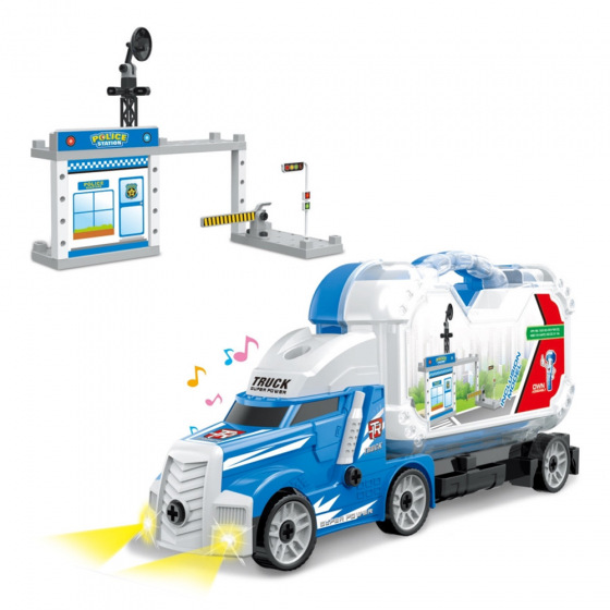 Rappa Polizeiauto zum Schrauben mit Koffer und Station mit Sound und Licht