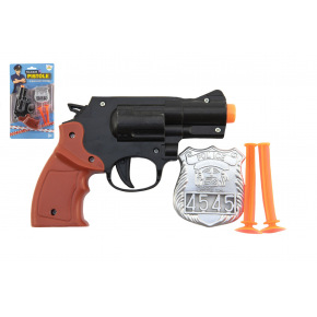 Teddies Pistolet policyjny 15cm plastikowy z plakietką + przyssawki 2 szt. na karcie