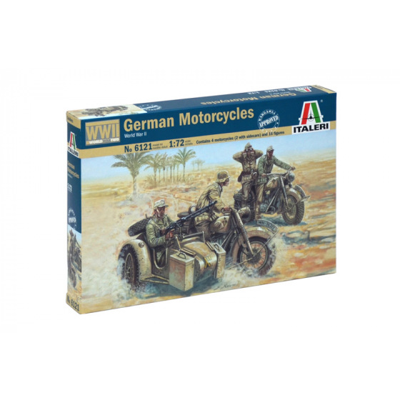 Italeri Modellbausatz Figuren 6121 - WWII - DEUTSCHE MOTORRÄDER (1:72)