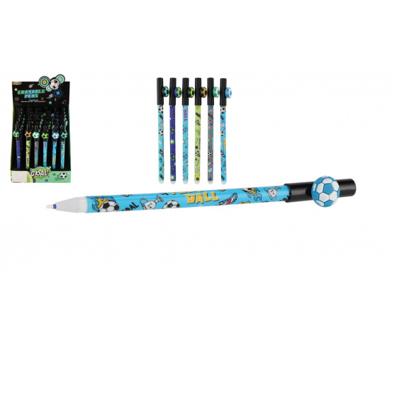 Teddies Stift/Kugelschreiber radierbar Fußball 16cm Kunststoff 6 Farben