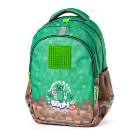 PIXIE CREW  Školní batoh dvoukomorový, 2 zipy, Minecraft
