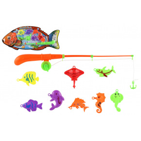 Teddies Rybka/rybak z wędką 42cm plastik 2 kolory na karcie 22x53x4cm