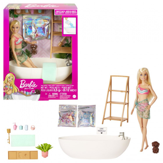 Mattel LALKA BARBIE I KĄPIEL Z KONFETTI MYDŁOWYM BLONDYN
