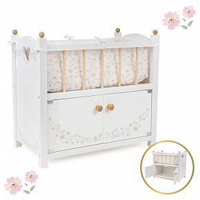 Five O Nine Crew Wooden Doll Bed with Cabinet, Petit Flora