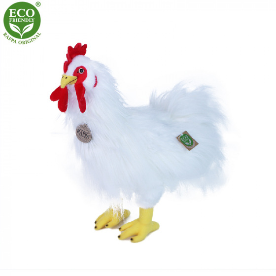 Rappa Plyšový kohout bílý stojící 33 cm ECO-FRIENDLY
