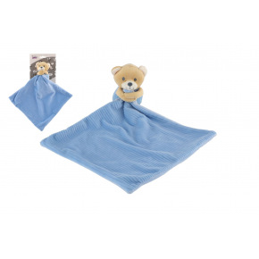 Teddies Medveď/Macko uspávačik plyšový 22x22cm modrý na karte v sáčku 0+