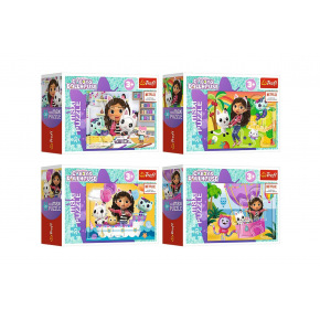 Trefl Minipuzzle miniMaxi 20 dílků Gabbyin pestrý den/Gabby´s Dollhouse 4 druhy v krab. 11x8cm 24ks v boxu