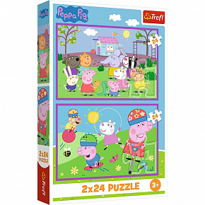Trefl Puzzle 2v1 Peppa Pig: Peppa na hřišti 2x24 dílků 27,5x18cm v krabici 19x29x4cm