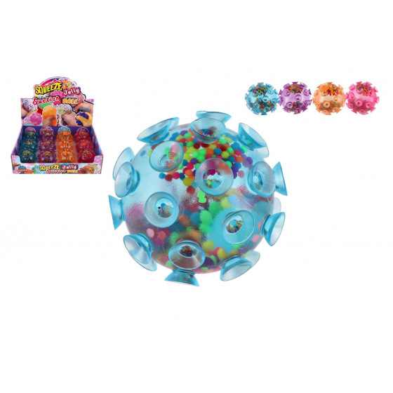 Teddies Ball mit Saugnäpfen antistress Quetsch-Silikon 7cm 4 Farben