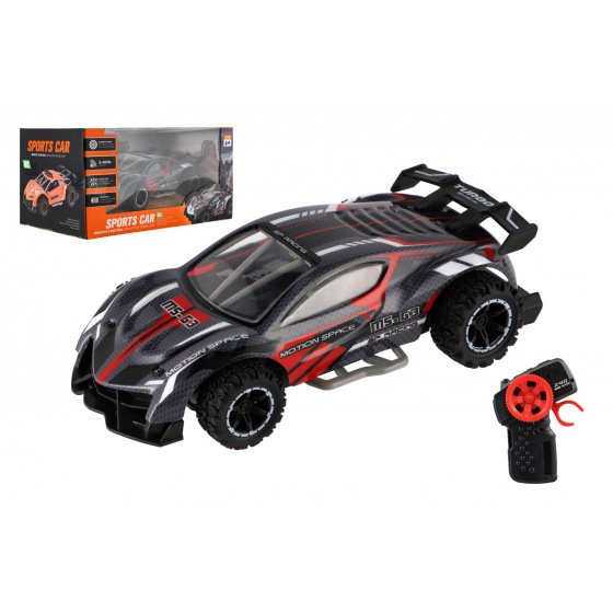 Teddies Samochód Teddies Car RC sportowy plastikowy 2.4GHz 20cm zasilany bateriami szaro-czerwony w pudełku 24x12x14cm