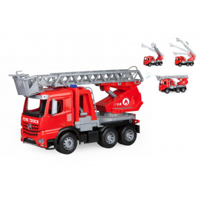 Auto hasiči s žebříkem Mercedes Arocs plast 47cm v krabici 50x31x20cm