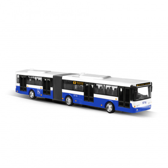 Rappa Gelenkbus, der Haltestellen auf Tschechisch ansagt, 36 cm, blau