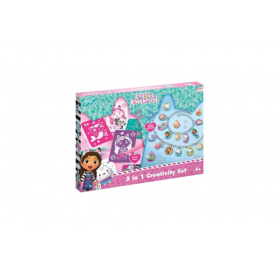 Lowlands Kreativní sada 2v1 foukací fixy + výroba náramků s přívěsky Gabby/ Gabby's dollhouse v krabičce