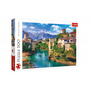 Puzzle Starý most v Mostaru, Bosna a Hercegovina 500 dílků 48x34cm v krabici 40x26,5x4,5cm