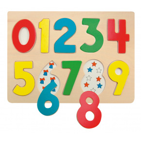Woody Puzzle planszowe cyfry z biedronkami