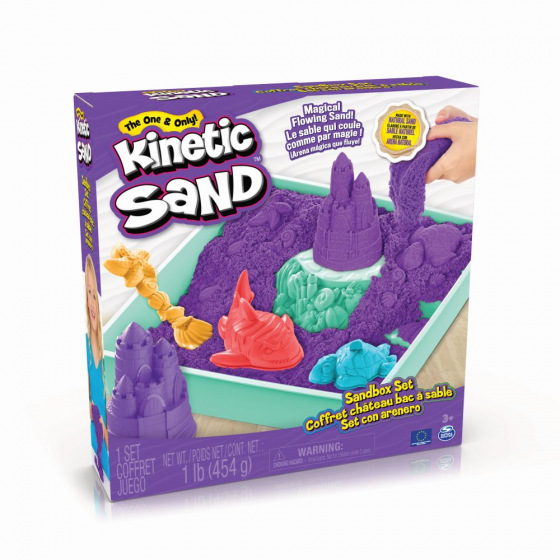 Spin Master KINETIC SAND FLÜSSIGER SANDKASTEN MIT UNTERLAGE LILA