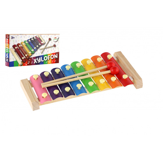 Teddies Xylophon Holz/Metall 24cm mit Schlägeln in Schachtel 25x13x4cm