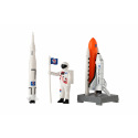 Teddies Set Weltraum 6-tlg. Metall/Kunststoff Astronaut, Space Shuttle mit Zubehör in Schachtel 25x17x4,5cm