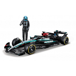 Bburago - RACE F1 z figurką kierowcy, Mercedes-AMG Petronas W15 (2024), #63 George Russell, 1:24 Bburago - RACE F1 z figurką kierowcy, Mercedes-AMG Petronas W15 (2024), #63 George Russell, 1:24