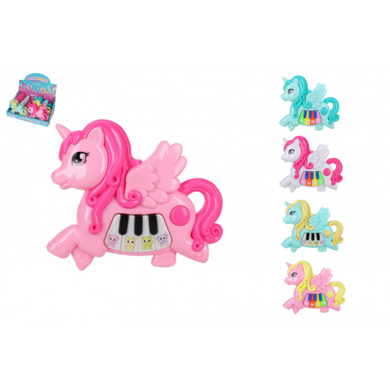 Wiky Pianko jednorožec plast 18x15cm na baterie se zvukem se světlem 3 barvy