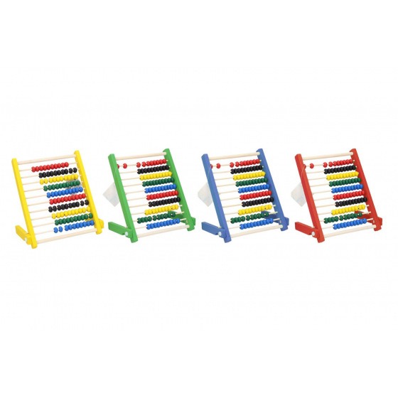 Počítadlo 100 kuliček dřevo 4 barvy ve fólii 17x20cm