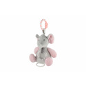 Teddies Elefant Aufzieh-Spieluhr Rassel Plüsch 16,5x21,5cm grau-rosa auf Karte im Beutel 0+