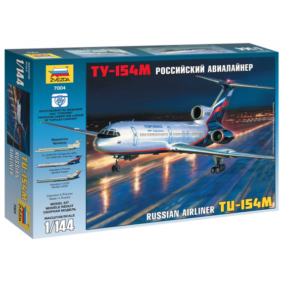 Zvezda Modellbausatz Flugzeug 7004 - Tu-154M Russischer Airliner (1:144)