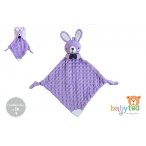 Zajíček usínáček babyted, kousátko, chrastítko plyš 25x25cm na kartě v sáčku 0m+