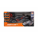 Teddies Samochód Teddies Car RC sportowy plastikowy 2.4GHz 20cm zasilany bateriami szaro-czerwony w pudełku 24x12x14cm