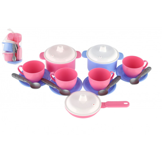 Teddies Sada nádobí plast barevné 18ks v síťce 12m+