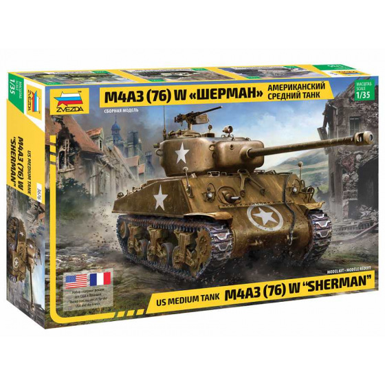 Zvezda Modellbausatz Panzer 3676 - M4 A3 (76mm) Sherman Panzer (1:35)