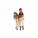 Teddies Pferd zum Frisieren + Puppe Jockey Anlily mit Gelenken aus Kunststoff mit Zubehör in Schachtel 32x36x11cm