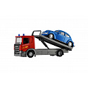Dromader Dromedár Auto odťahovka Welly Scania P320 + auto kov/plast 15 cm mix druhov v krabičke 18,5 × 10 × 6 cm